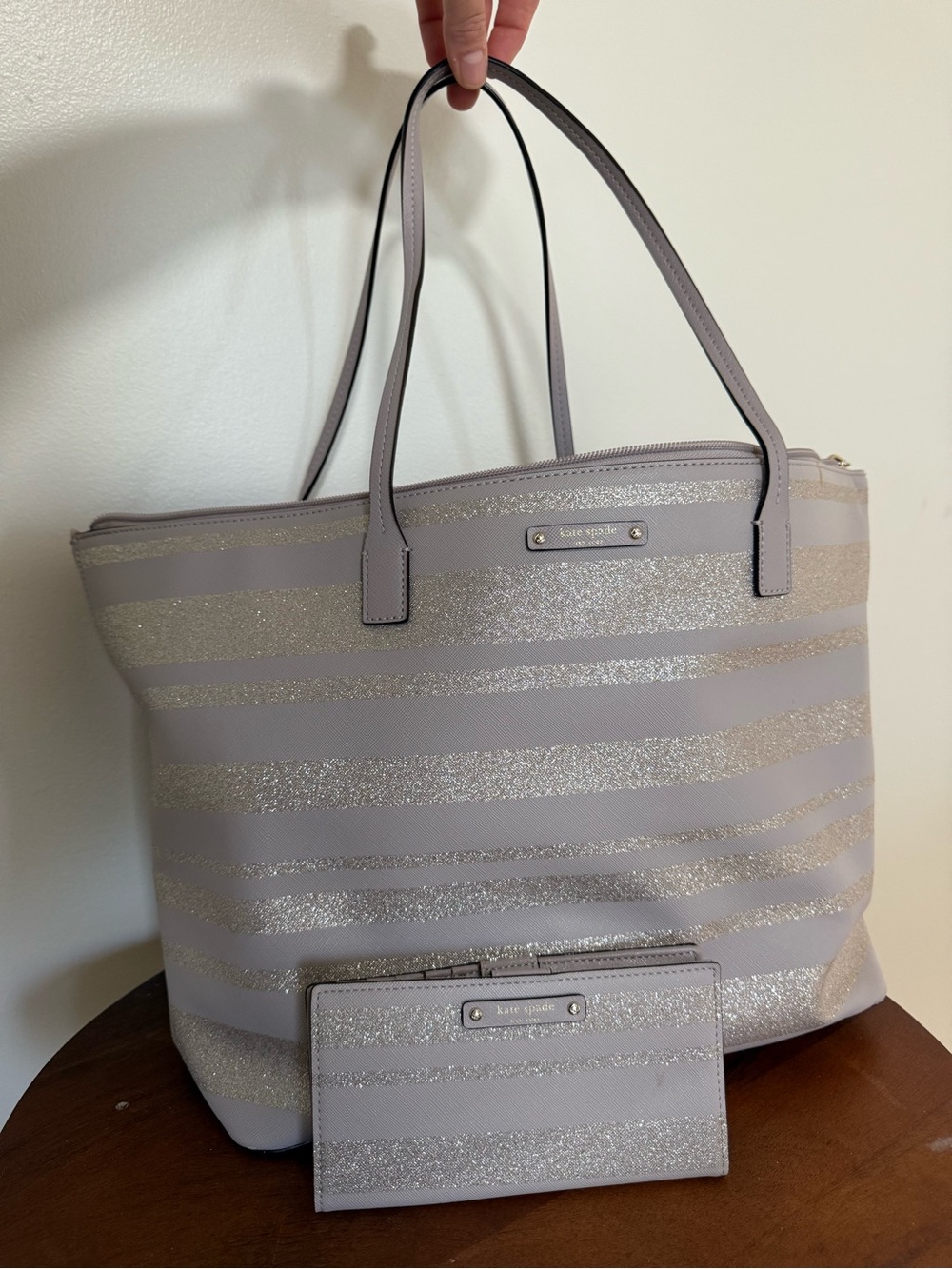 Kate Spade Nouveau Haven Lane Hani Glitter Striped Tote Bag